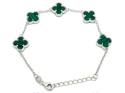 Silver Green Multi Clover Bracelet