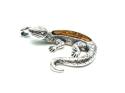 Silver Amber Comodo Dragon Pendant