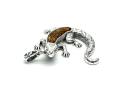 Silver Amber Comodo Dragon Pendant