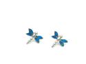 Silver Blue Opalique Dragonfly Stud Earrings