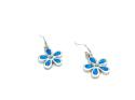 Silver Blue Opalique Flower Drop Earrings