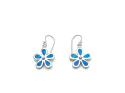 Silver Blue Opalique Flower Drop Earrings