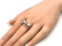 Silver White Opalique Dragonfly Ring