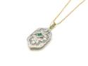 9ct Yellow Gold Emerald & Diamond Pendant & Chain