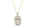 9ct Yellow Gold Ruby & Diamond Pendant & Chain