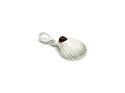 Silver Amber Scallop Shell Pendant