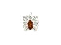 Silver Amber Butterfly Pendant