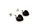 Silver Amber Heart Drop Earrings