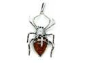 Silver Amber Spider Pendant