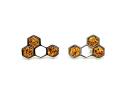 Silver Amber Honeycomb Stud Earrings