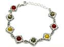 Silver Multi Amber Bracelet