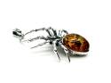 Silver Amber Spider Pendant