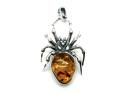 Silver Amber Spider Pendant