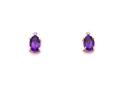 9ct Yellow Gold Amethyst & Diamond Stud Earrings