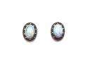 Silver Opal & Marcasite Halo Stud Earrings