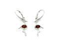 Silver Amber Flamingo Drop Earrings