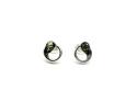 Silver Green Amber Fancy Circle Stud Earrings