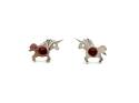 Silver Amber Unicorn Stud Earrings