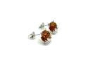 Silver Amber Cat Face Stud Earrings