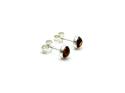 Silver Amber Round Stud Earrings