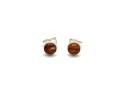 Silver Amber Round Stud Earrings