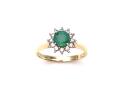 9ct Yellow Gold Emerald & Diamond Cluster Ring