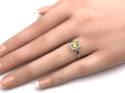 9ct White Gold Peridot & Diamond Cluster Ring