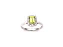 9ct White Gold Peridot & Diamond Cluster Ring