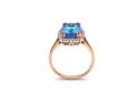 9ct Yellow Gold Blue Topaz & Diamond Cluster Ring