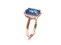 9ct Yellow Gold Blue Topaz & Diamond Cluster Ring