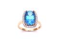 9ct Yellow Gold Blue Topaz & Diamond Cluster Ring