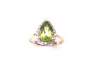 9ct Yellow Gold Peridot & Diamond Cluster Ring