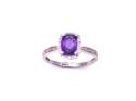 9ct White Gold Amethyst & Diamond Cluster Ring