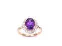 9ct Yellow Gold Amethyst & Diamond Ring 0.25ct