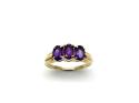 9ct Yellow Gold Amethyst 3 Stone Ring