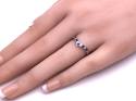 Silver CZ & Sapphire Wishbone Ring Size M