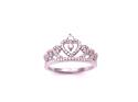 Silver CZ Heart Tiara Ring Size L