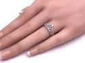 Silver CZ Heart Tiara Ring Size L