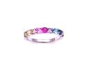 Silver Multicoloured CZ Ring Size P