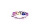 Silver Multicoloued CZ Eternity Ring Size P