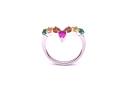 Silver Multicoloued CZ Wishbone Ring Size L