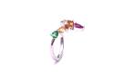 Silver Multicoloued CZ Wishbone Ring Size L