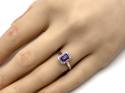 9ct White Gold Amethyst & Diamond Halo Ring