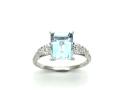 9ct White Gold Blue Topaz & Diamond Solitaire Ring