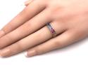 Silver Multicoloured CZ Channel Set Ring Size Q