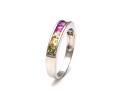 Silver Multicoloured CZ Channel Set Ring Size Q