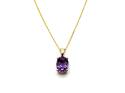 9ct Yellow Gold Amethyst Solitaire Pendant & Chain