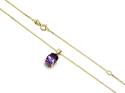 9ct Yellow Gold Amethyst Solitaire Pendant & Chain