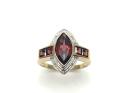 9ct Yellow Gold Garnet & Diamond Ring