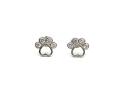 Silver CZ Paw Print Stud Earrings